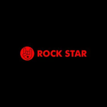 Rock Star Logo Design Template, Metal Hand Sign Concept, Black, Red, Ellips.. Stock Illustration