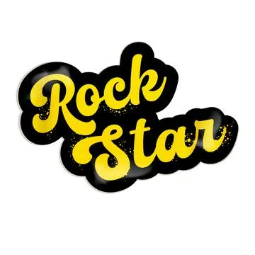 Rock star text vector print for t shirt isolated Retro paperrock star label png Stock Illustration