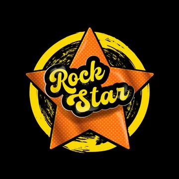 Rock star vector print for t shirt with slogan. Retro halftone paper star and Stock Illustration