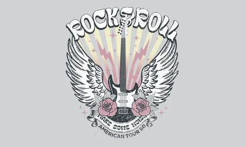 Rock star vintage artwork. Eagle music poster design. Stock Illustration