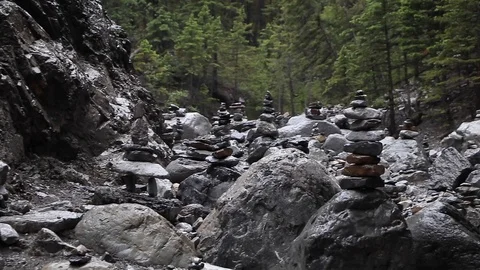 Rock statue trail marker Stock Footage 112365821