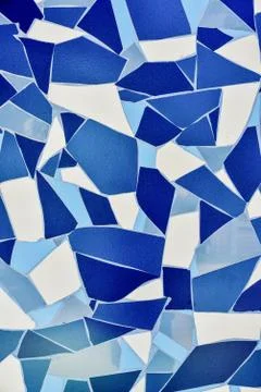 Rock stone blue painted symetry decor tile with cracks wall background textur Stock Illustration