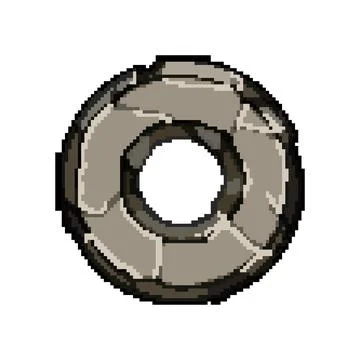 Rock stone button pixel art vector illustration Stock Illustration