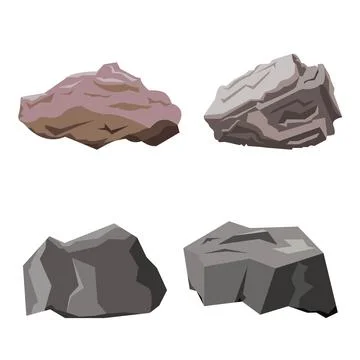 Rock stone cartoon vector in isometric 3d flat variety style Stock Illustration