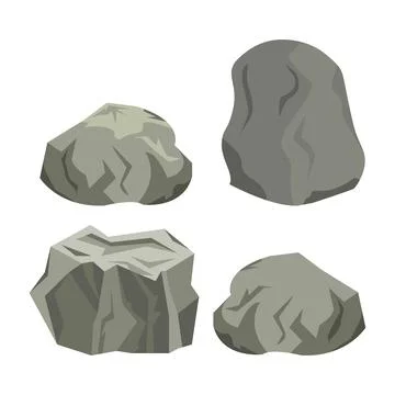 Rock stone cartoon vector set in a flat style. Cartoon props for outdoor Stockillustratie