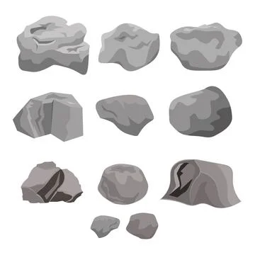 Rock stone cartoon vector set in a flat style with variety of shapes Stock-Illustration