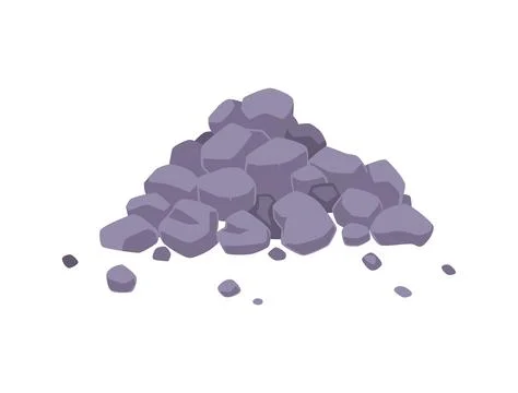 Rock stone heap vector flat illustration, construction and building material Ilustración de archivo
