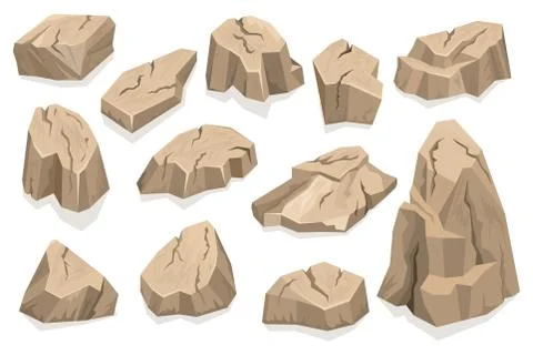 Rock stone set cartoon Stock Illustration