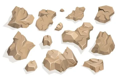 Rock stone set cartoon Stock Illustration