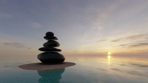 Rock Stones of balance on the beach Stock Video Pond5