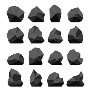 Rock stones in a flat style. Vector set of various cobblestones, boulders, gr Stock Illustration