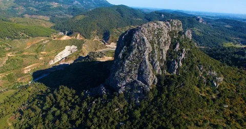 Rock Structure at Sunset Aerial View Stock Footage 130081174