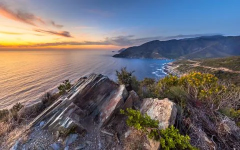 Rock structures Cap Corse Stock Photos