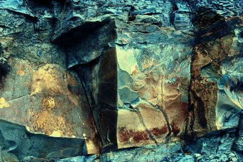 Rock surface blue brown background texture Stock Photos