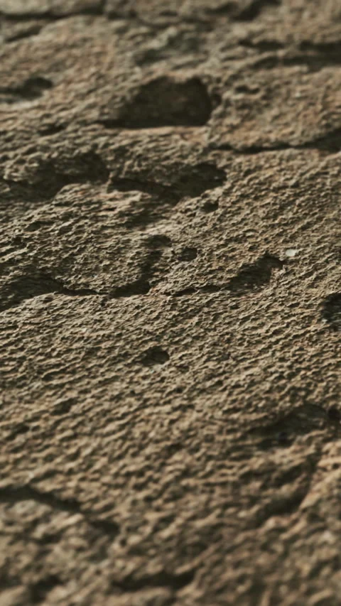 Rock surface detail shows texture and patterns in natural light Stock Footage 346754425