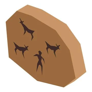 Rock surface showing ancient cave paintings depicting hunting scene Stock-Illustration