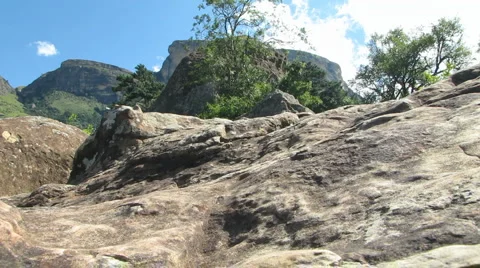 Rock with Table Mountain Stock-Footage 1087227