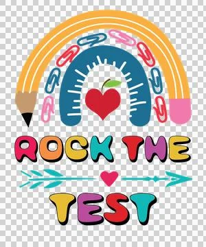 Rock The Test With Rainbow text and inspirational Ilustración de archivo