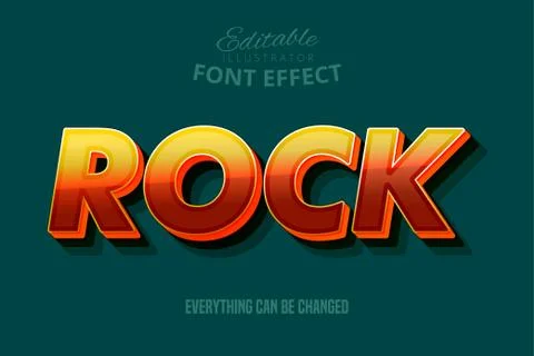 Rock text, editable text style Stock Illustration