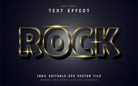 Rock text effect with gold sparkle Stock Illustration