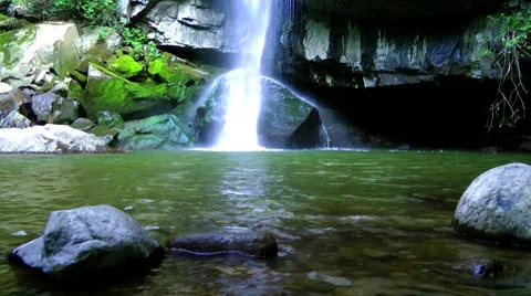 Rock under Waterfall Stock Footage 52182188