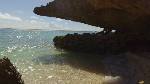 Rock, wave, blue sky, ocean Stock Footage 258146137