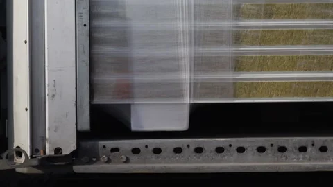 Rock Wool Insulation Panels Loaded onto Delivery Truck Stock Footage 336777652