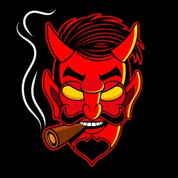 Rockabilly Devil tattoo vector illustration in full Stock Illustration