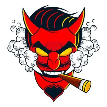 Rockabilly Devil tattoo vector illustration in full Stock Illustration