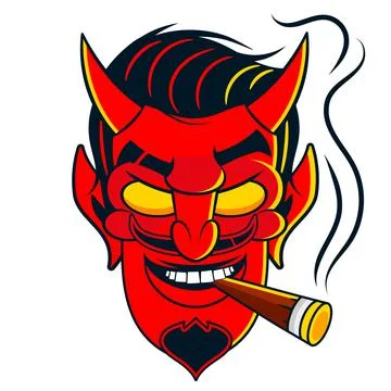 Rockabilly Devil tattoo vector illustration in full Illustrazione stock