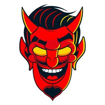 Rockabilly Devil tattoo vector illustration in full Illustrazione stock