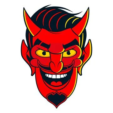 Rockabilly Devil tattoo vector illustration in full Stock Illustration