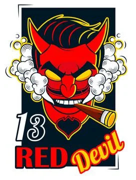 Rockabilly Devil tattoo vector illustration in full 스톡 일러스트