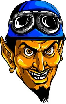 Rockabilly Devil tattoo vector illustration in full color on white background Stock Illustration