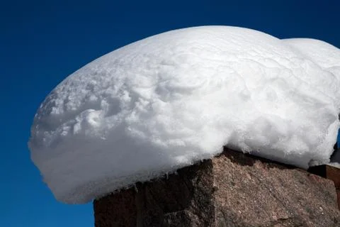 Rockbricks with snow Stock Photos