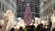 Rockefeller Center Christmas Tree In New York City Tilt Down 25P Stock Footage