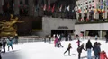 Rockefeller Center Ice Rink NYC International Flags Skaters Enjoy Square Winter HD Footage
