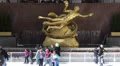 Rockefeller Center Ice Rink Urban Recreation Exterior Sightseeing Park Winter HD Footage