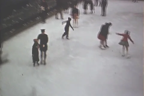 Rockefeller Center  Ice Skating  circa 1940's Stock Footage 24741603