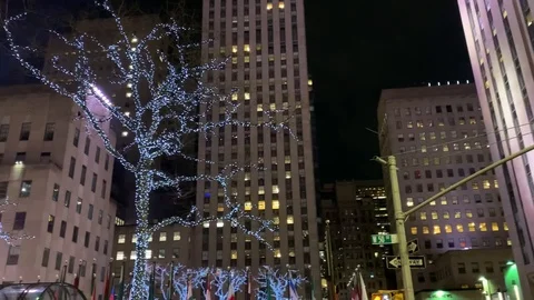 Rockefeller Center at Night Stock Footage