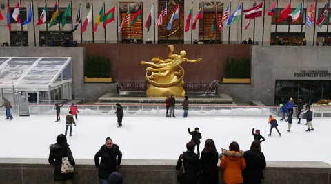 Rockefeller Center Skating Stock Footage 55513465