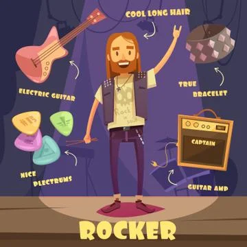 Rocker Character Pack For Man Stock Illustration