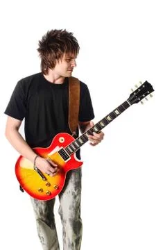 Rocker with electric guitar Stock Photos