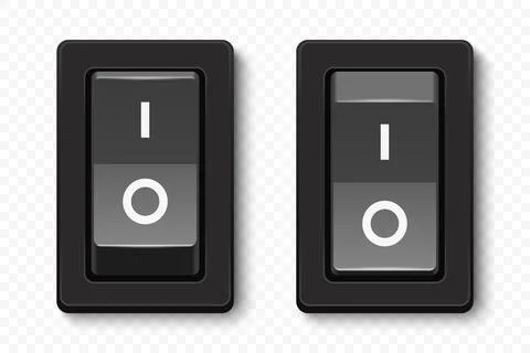 Rocker Switch Set, 3d Vector Illustration. Black Rocker Switch with On Off Stock Illustration