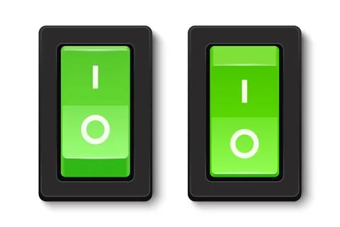 Rocker Switch Set, 3d Vector Illustration. Black Rocker Switch with On Off Stock Illustration