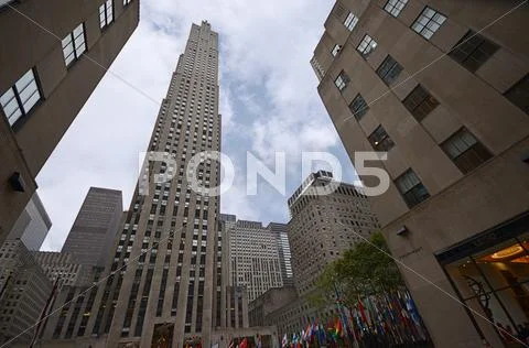 Rockerfeller Building at Rockerfeller Center Stock Photos