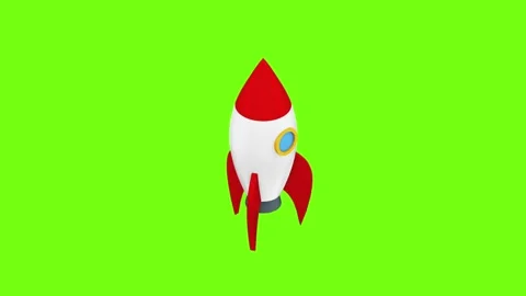 Rocket 3D Animated Icon on Green Screen ... | Stock Video | Pond5