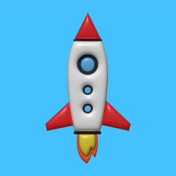 Rocket 3d. Spaceship 3d. Start up 3d. Stock Illustration