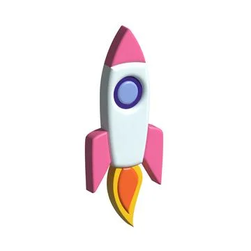 Rocket 3d. Spaceship 3d vector. Start up 3d. Stock Illustration