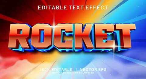 Rocket 3d vector text effect with modern style design Stock Illustration